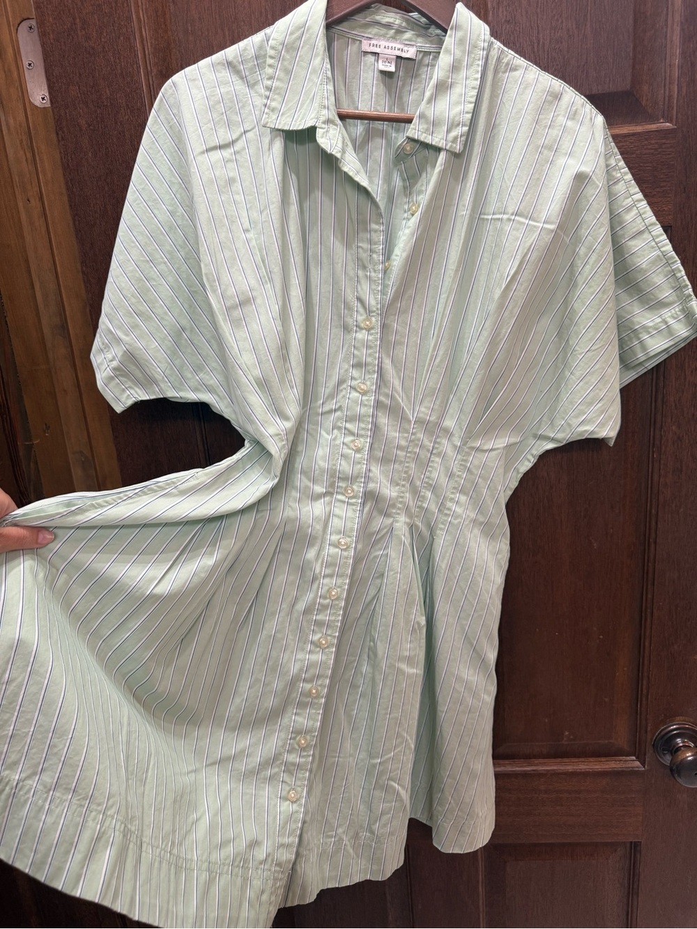 Zara Light Green Striped Shirt Dress